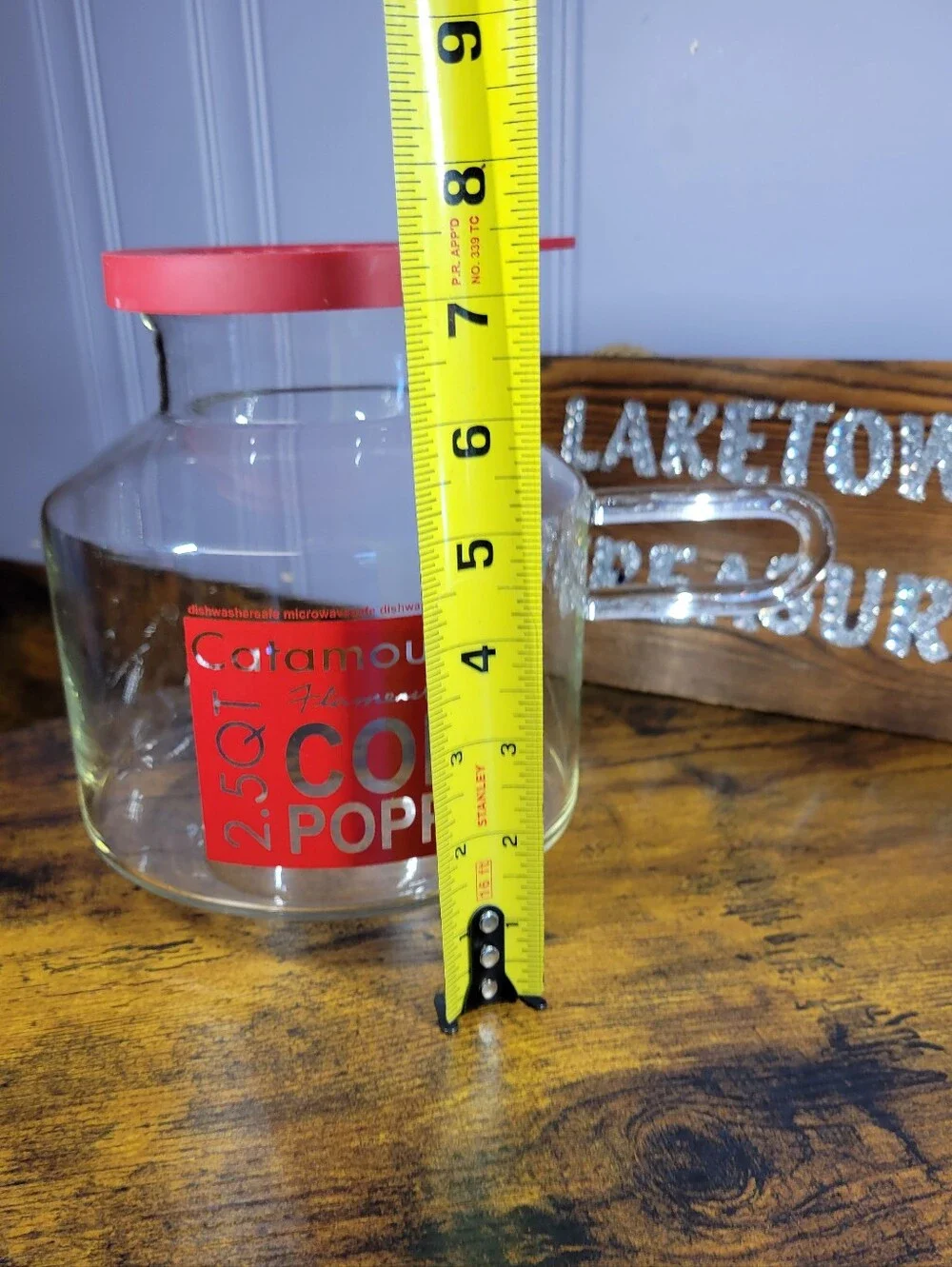 Vintage Catamount Microwave Corn Popper Glass  Popcorn Maker - Red Accents